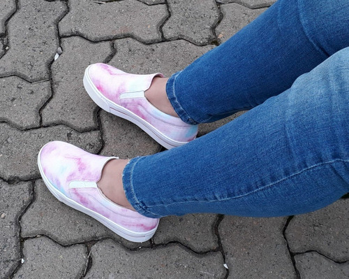 Imagem 5 de 6 de Tênis Slip On Iate Feminino Casual Flatform Tie Dye Moda