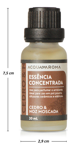 Essência Concentrada Acqua Aroma 20ml Cedro E Noz Moscada