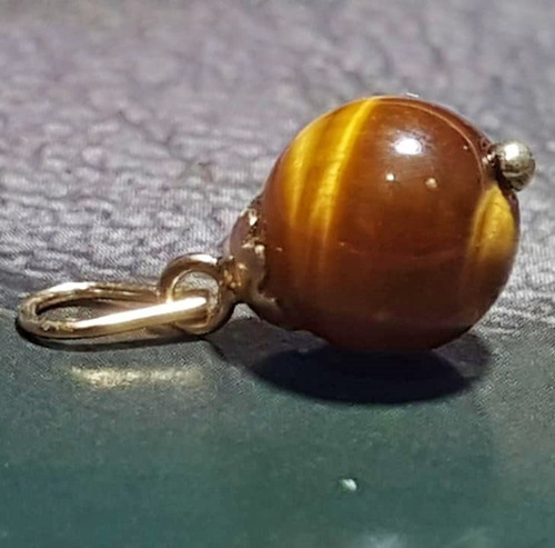 Imagem 2 de 6 de Pedras - Pingente Unissex, Olho De Tigre E Ouro, Cód132pg209