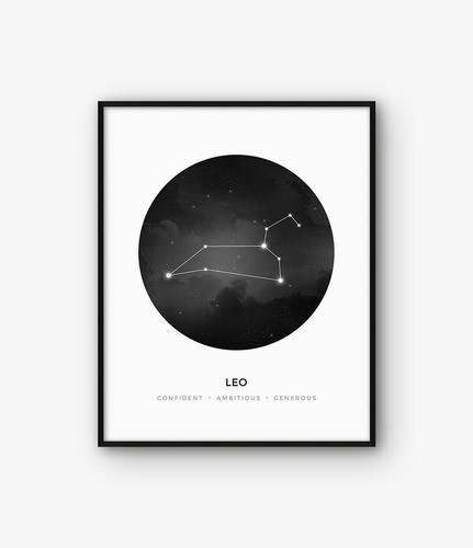 Constelación Leo  Cuadro (30×40-marco Negro)