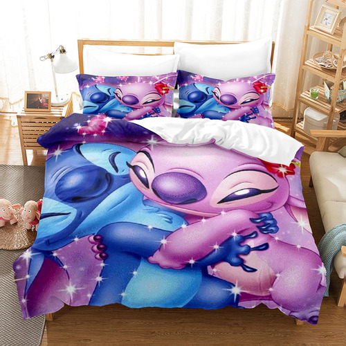 Funda De Edredón De Anime Stitch & Angel, Cama Doble