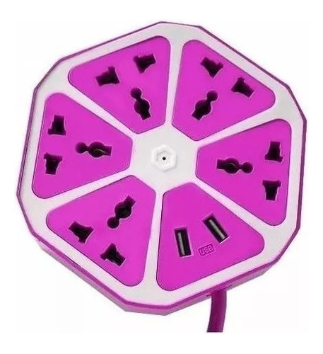 Zapatilla Hexagonal Enchufes 4 Toma Corriente 2 Usb 220v