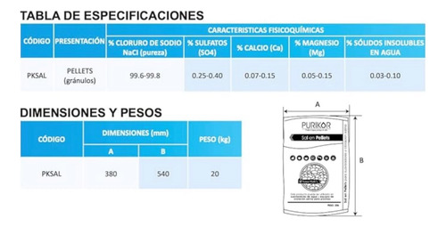 Saco De Sal Pellets Purikor De 20 Kg Pksal
