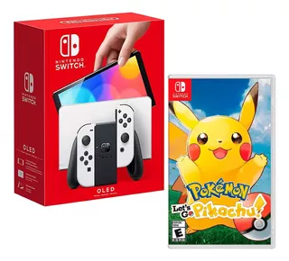 Nintendo Switch Oled Blanco + Pokemon Lest Go Pikachu