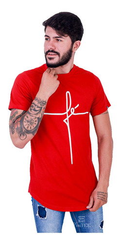 Camiseta Masculina Longline Fé Camisa Blusas Manga Curta | Parcelamento sem  juros