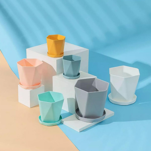 Juego De 6 Macetas De Colores Para Interiores Y Exteriores