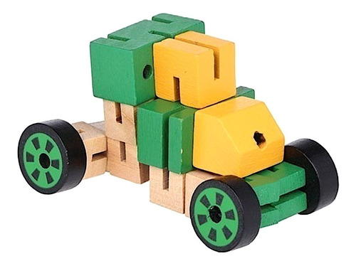 Robot Madera Muñeco Transformer Articulado Motricidad Niños