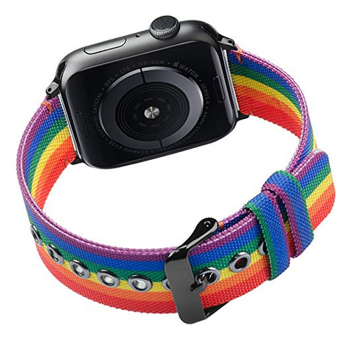 Aladrs Rainbow Nylon Strap Compatible Con Apple Watch Band 3