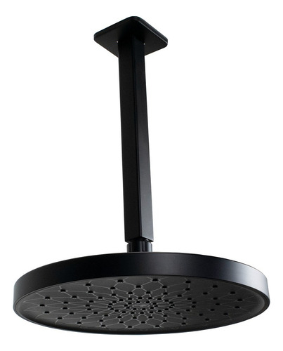 Ducha Chuveiro 25 Cm Preto Abs Fosco Com Cano De Teto 24 Cm