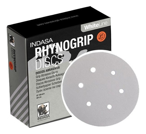 Caixa Com 50 Disco Lixa P 80 Rhynogrip White - Indasa