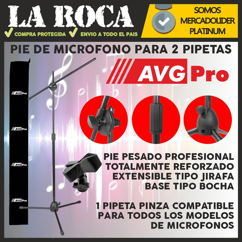 Imagen 4 de 10 de Pie De Microfono Jirafa Boom Reforzado Con Funda Pipeta