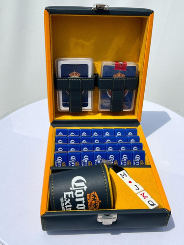 Casino Corona Extra Azul Domino, Cubilete, 2 Mazos Cartas