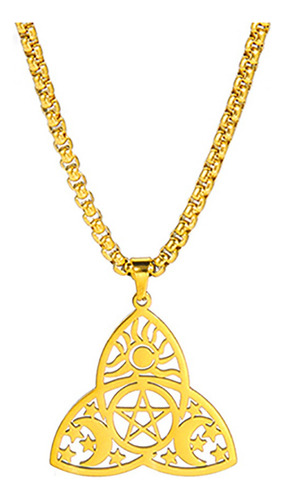 Collar Con Colgante Dorado Acero Inoxidable Unisex Triqueta Dorado