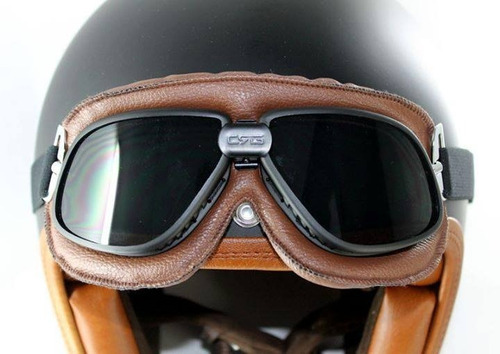Óculos Aviador Moto Vintage Capacete Marrom Café Racer