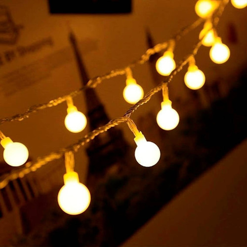 Imagen 7 de 10 de Bolitas Led Decoracion Retro Navidad Guirnalda 5 Mts Calido