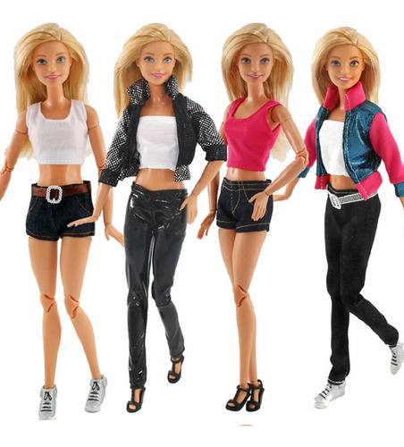 Kit Ropa Compatible C/ Muñeca Barbie 4 Conjuntos Diferentes