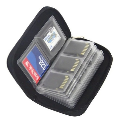 estuche para tarjetas Estuche con fundas para tarjetas de memoria SD SDHC MMC CF 22 ranuras negro memory card bag black 