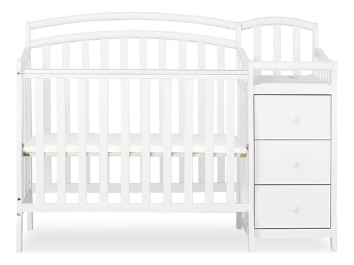 Mini Cuna 3 En 1 Blanca, Cambiador Y Ajustable En Altura