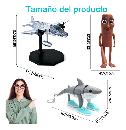 Muñecos Meme Tung Tung Sahur+bombardino Cocodrilo+tralalero Azul