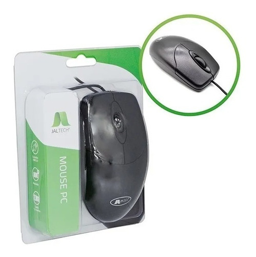 Mouse Jaltech 708 Óptico Usb Pc Negro Ergonómico Económico