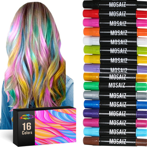 Mosaiz Hair Chalk For Girls And Boys, 16 Pcs Chalk Pens, Inc