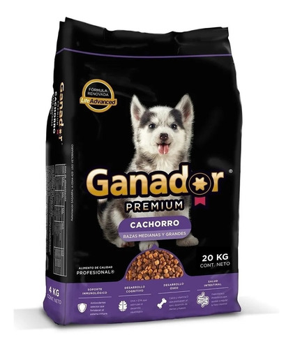 Alimento Ganador Premium para perro cachorro de raza mediana y grande sabor mix en bolsa de 20kg