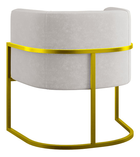 Poltrona Cadeira Lua Base De Metal Dourada Reforçada Bege Balaqui Decor