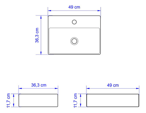 Bañera rectangular de apoyo con vajilla, 49 x 37 cm, blanca, Icasa Ica23, acabado esmaltado blanco