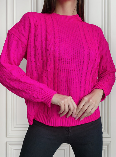 Sweater Mujer Tramado Lana Acrilica