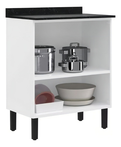 Balcão De Cozinha Itatiaia Aço 2 Portas Florença Grafite/branco