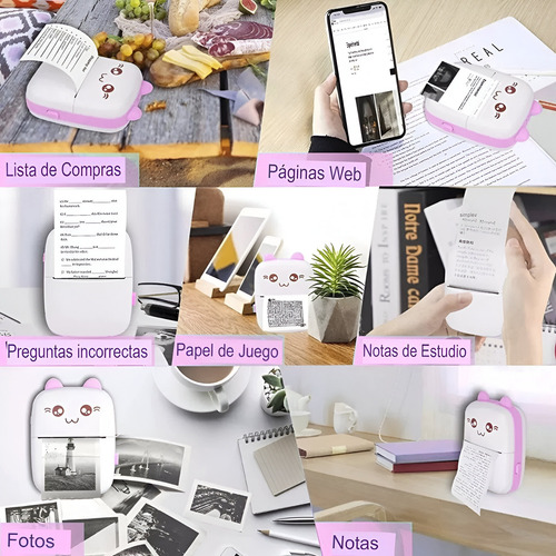 Mini Impresora Portatil Térmica Bluetooth Para Android / Ios Rosa Claro