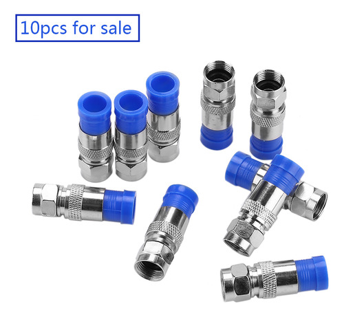10 Uds Coaxial Rg6 Adaptador De Conector De Compresión