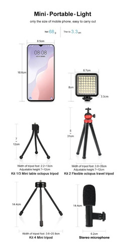 Kit De Video Para Transmisión Trípode Flexible Micrófono