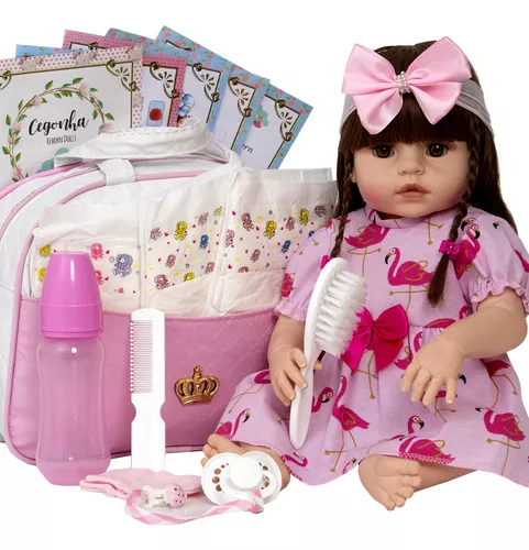 Bebe Reborn menina Original Articulada Realista + de 20 Acessorios