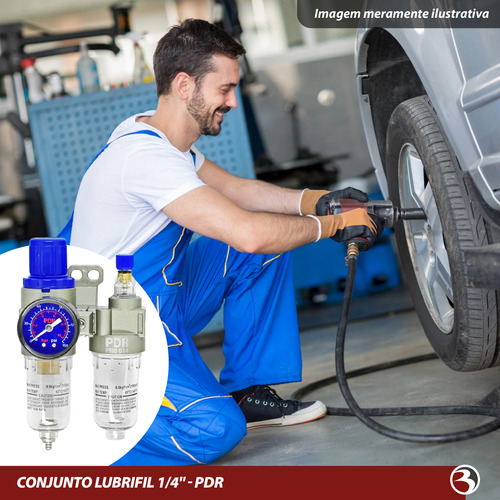 Filtro Ar Para Compressor Com Regulador Lubrificador 1/4 Pdr