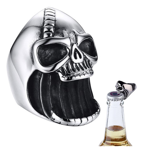 Anillo De Calavera Con Abridor De Botellas De Cerveza Para H