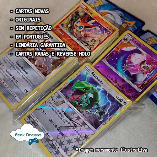 Lote de 12 cartas lendárias e míticas Pokemon – Inclui raras e