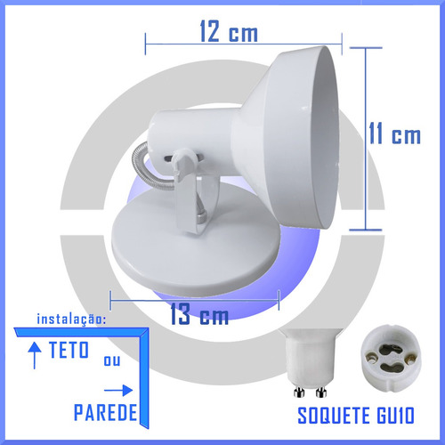Imagem 7 de 7 de Spot P/ Ar111 Led C/ Soquete Bocal Gu10 Para Sobrepor