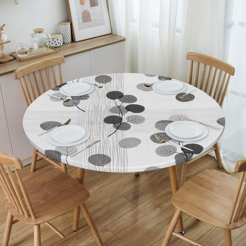 Mantel Redondo Impermeable Con Bordes Elásticos Para Mesas D