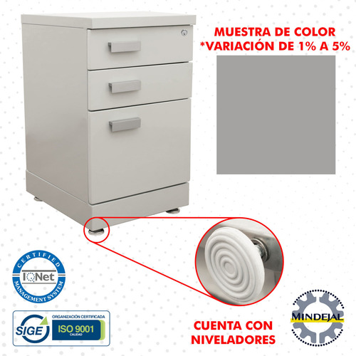 Archivero 2 Cajones Lapicero Y 1 Cajón Carta De Acero Color Gris