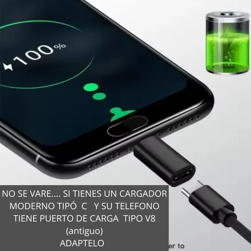 Adaptador Conector Usb C Hembra A Micro Usb V8 Macho2,0