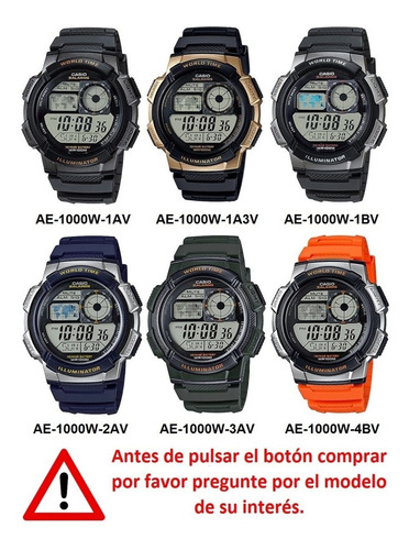 Reloj Casio Ae-1000w-3av Original Resiste Agua Pila 10 Años