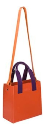 Bolsa transversal Melissa Essential Tote Bag design lisa de plástico  laranja com alça de ombro laranja alças de cor violeta