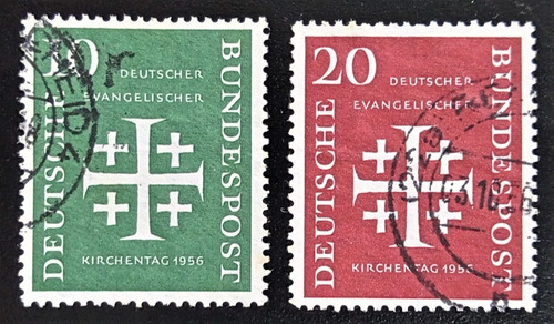 Alemania, Serie Mi 235-36 Iglesia Evang. 1956 Usada L17624