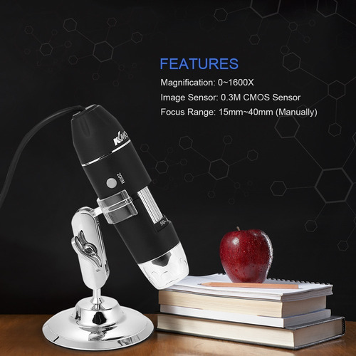 Microscopio Digital Kkmoon Con Aumento De 1600x Y Cable Usb