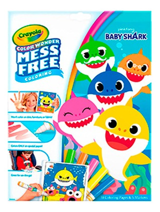 Crayola Libro Para Colorear Baby Shark, Coloree Sin Manchar 