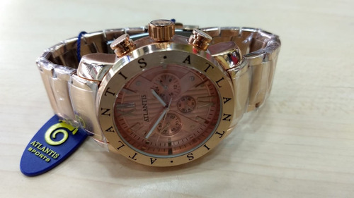 Relógio Original Atlantis Dourado Rose Frete Grátis.
