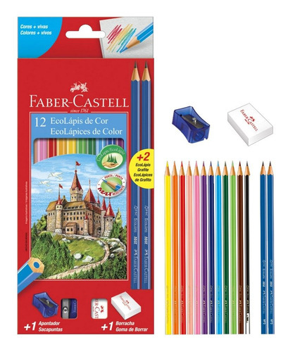 Lápis De Cor 12 Cores - Kit Escolar - Faber Castell