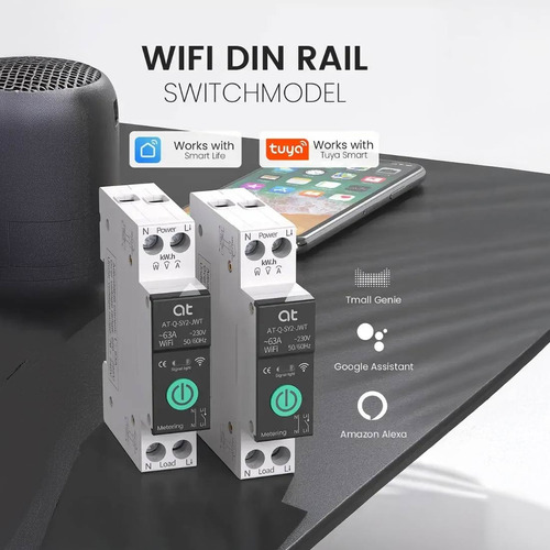 Interruptor Eléctrico Bipolar Wifi Control Consumo 1-63a Blanco