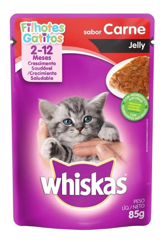 Alimento Whiskas Gatos Filhotes para gato desde cedo sabor carne jelly em saco de 85g
